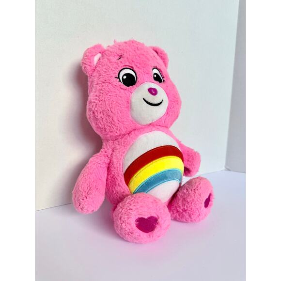 Care Bears Rainbow Pink Cheer Bear 9 inch Tall Vintage Stuffed Animal Plush - Picture 2 of 8
